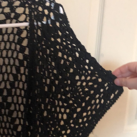 Black Fringe Short Sleeve Cardigan - Picture 3 of 7